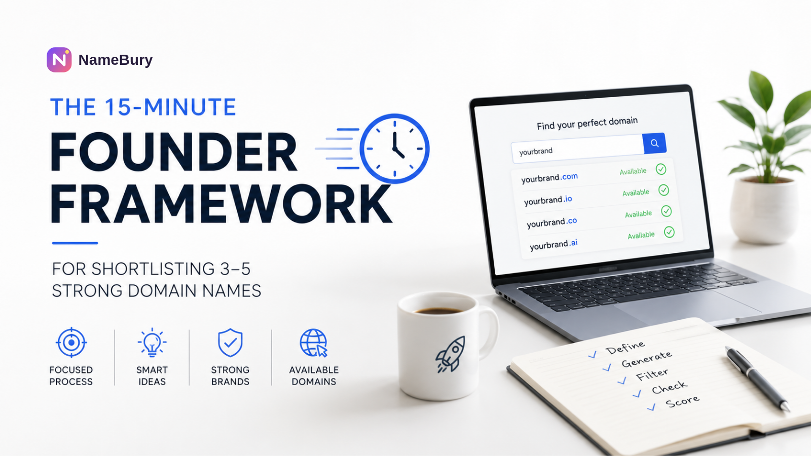 The 15-Minute Founder Framework for Shortlisting 3–5 Strong Domain Names